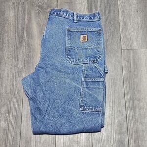 Carhartt Relaxed Fit Double Knee Denim Jean Men 42x30 Workwear 101609-415 Logger